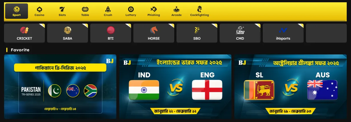 Betjili sports betting interface