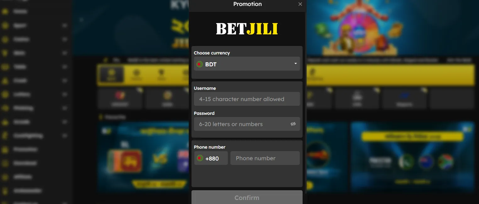 Betjili sign up