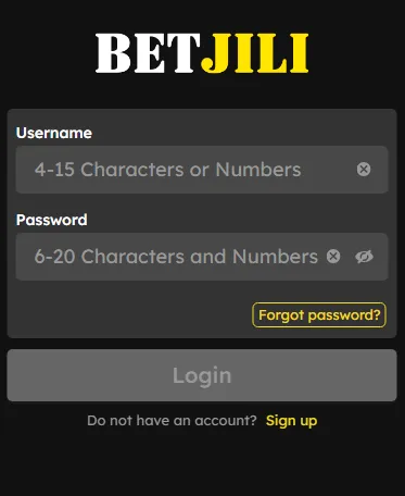 Betjili Login form